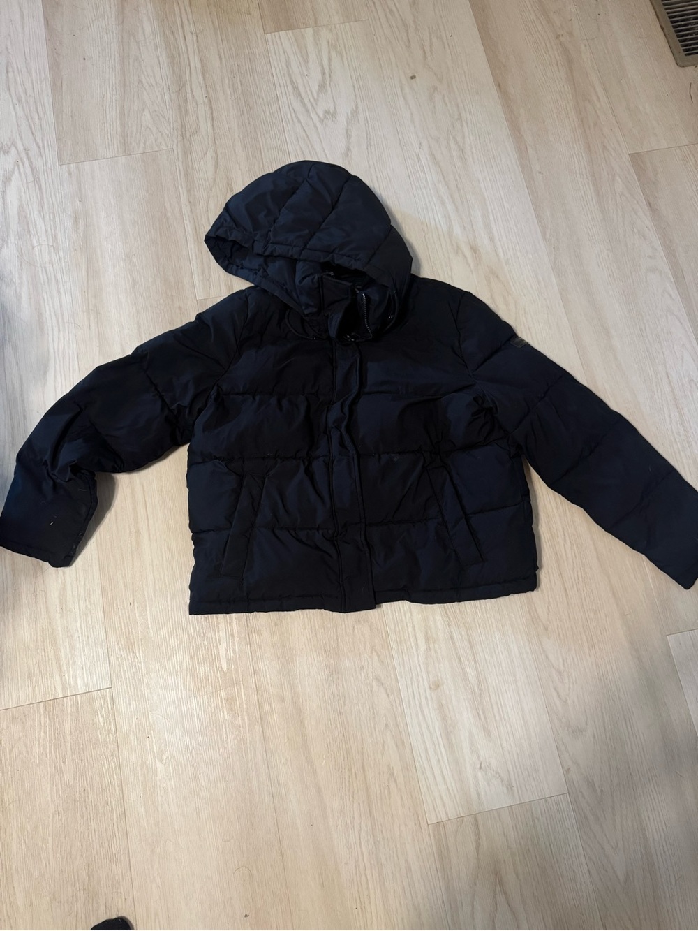 Calvin Klein Black Hooded Puffer Jacket Coat